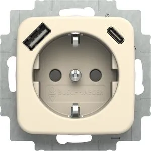 Busch-Jaeger Steckdose Duro 2000 mit USB-A und USB-C in silber von Busch-Jaeger