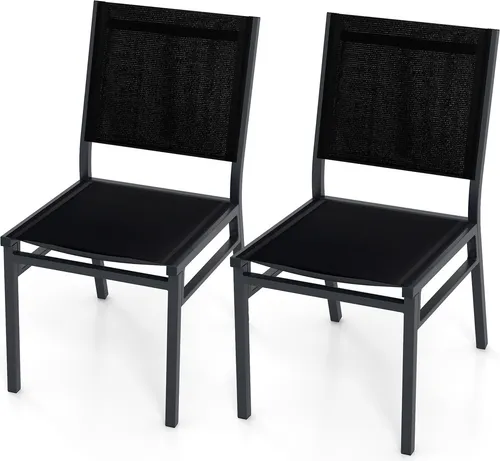 COSTWAY 2er Set Gartenstühle Alu – Wetterfeste Terrassenstühle bis 150 kg