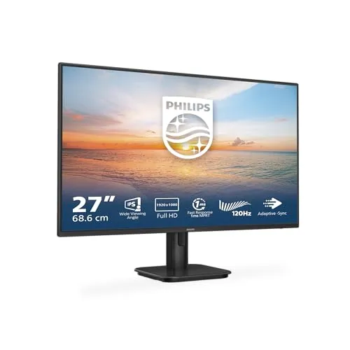 Philips 27E1N1100A 27 Zoll Full HD Monitor - Genießen Sie brillante Bildqualität mit 1 ms Reaktionszeit und 100 Hz. Der Monitor bietet Flicker-Free- und Low Blue Light-Technologie für erhöhten Sehkomfort und eine Vielzahl an Anschlussmöglichkeiten.