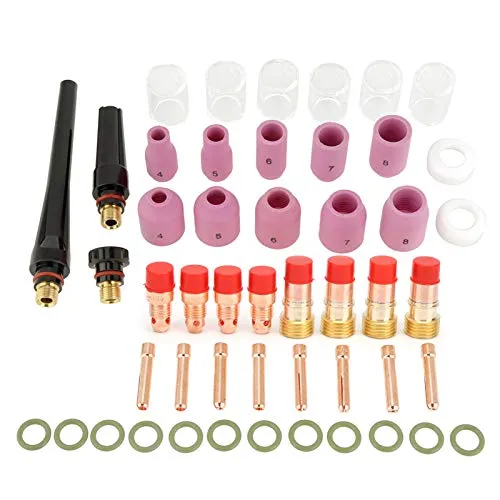 WIG Collets Keramik-Düsen für WP 17 18 26 Tigerschweißlampen, 49 Stück TIG Gas Lens und Kit