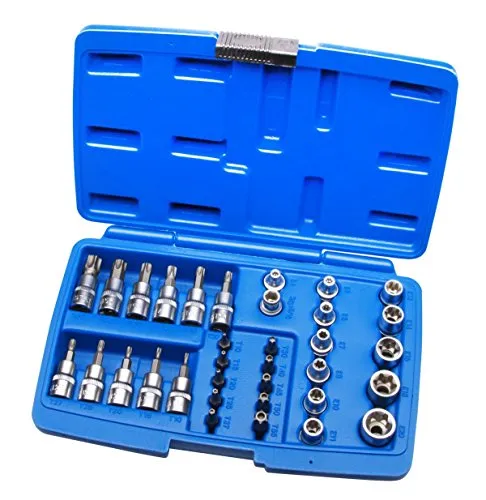 34tlg. Innen und Außen Torx Steckschlüssel Bits Nüsse Torx Stecknüsse