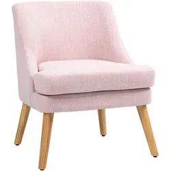 Homcom Sessel Rosa - Skandinavisches Design - Sessel im skandinavischen Stil, ideal für Wohnzimmer. Ergonomische Rückenlehne und hochdichte Schaumstoffpolsterung bieten ultimativen Komfort. Stabilität durch Gummiholzbeine, max. Belastung 150 kg.