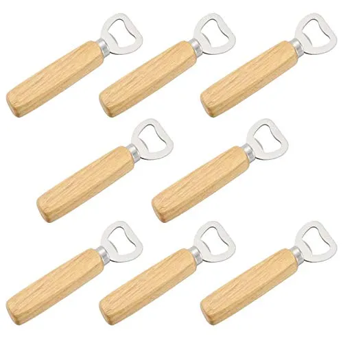 Benaton 8 Stück Bierflaschenöffner aus Holzgriff, Flaschenöffner mit Holzgriff, Flaschenöffner aus Holz, für Zuhause, Küche, Bar, Geschenk