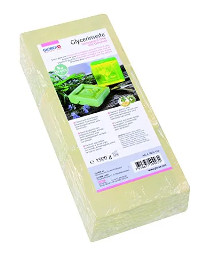 GLOREX Glycerin-Seife Öko 1500g mit Olivenöl - Duschgel & Seifen - hochwertige, transparente Glycerinseife, vegan und dermatologisch getestet, ideal für selbstgemachte Seifenprojekte.