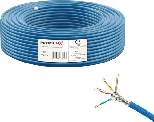 PremiumX 10m CAT 8 Netzwerkkabel Simplex - Hochgeschwindigkeits Ethernet Datenkabel für maximale Übertragungsraten bis zu 40 Gbit/s. Ideal für moderne Multimedia-Anwendungen und strukturierte Verkabelungen.