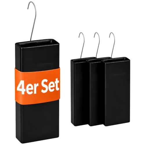 Relaxdays Luftbefeuchter Heizung, 4er Set, HxBxT: 20x9x4 cm, schwarz | Wasserverdunster für Heizkörper, inkl. Haken zum Aufhängen, Keramik, 400 ml