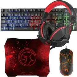 Marvo Scorpion CM409 4-in-1 Gaming-Starter-Set - Notebook Tastaturen und Gaming-Zubehör, inkl. Tastatur mit Regenbogen-Hintergrundbeleuchtung, komfortablem Headset und präziser Gaming-Maus.