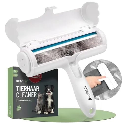 ReaVET Tierhaarentferner Fusselroller für Hundehaare Tierhaare entfernen, Katzenhaarentferner, Haarroller Flusenentferner Haustiere, Hundehaar & Katzenhaar Entferner auf Kleidung, Tierhaar Entfernung