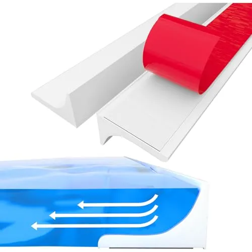 Schwallschutzleiste Dusche Selbstklebend, Silikon Wasserstopper Dusche Schwallschutz, Selbstklebende Duschschwelle Duschdichtung, TüRdichtung Duschwasserstop für Rahmenlose Duschtür (Weiß, 1M)
