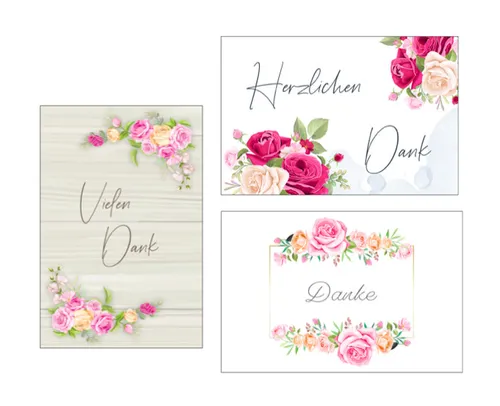 Stück Premium Dankeskarten (Klappkarten) mit 3 Umschlägen, Danke Karten Geburt 3