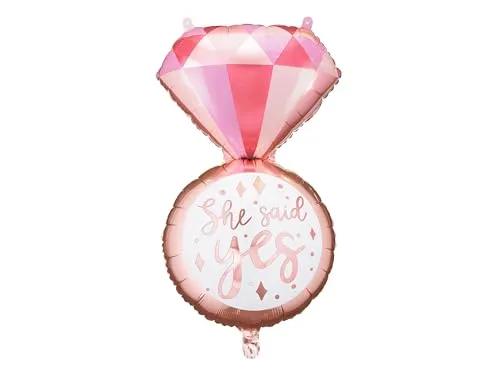 Folienballon Ring 41x72cm She Said Yes - Ballon für Helium oder Luft - Luftballon für JGA Junggesellinnenabschied Bachelorette Party - Folienluftballon als Partydeko - Rosegold Rosa