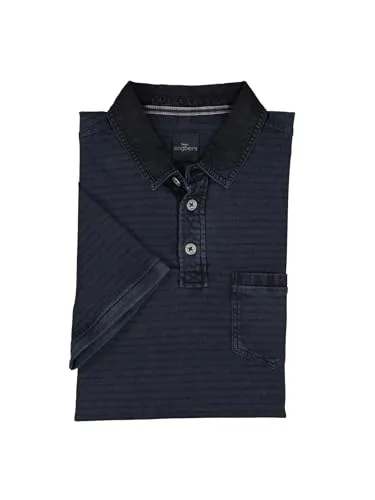 engbers Herren Polo-Shirt gestreift, Saphirblau, Größe XL - Poloshirt für Herren mit modischem Denimkragen und aufgesetzter Brusttasche, aus weicher Baumwolle und feiner Streifenstruktur für einen stilvollen Look.