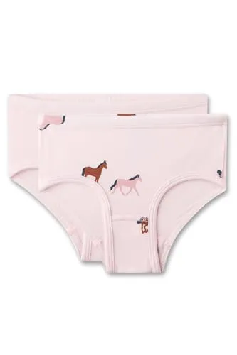 Sanetta Mädchen-Hüftslips (Doppelpack) rosa Pferde | Hochwertige und nachhaltige Unterhose für Mädchen aus Baumwoll-Mix. Inhalt: 2er Set Unterwäsche für Mädchen
