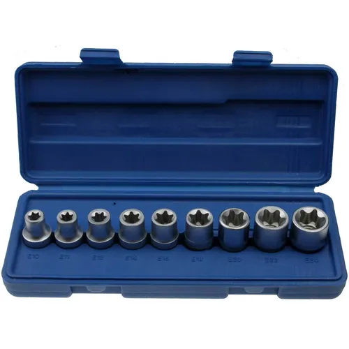 Steckschlüssel Stecknuss Satz TORX E-Profil E10-E24 Nuss Nüsse Einsätze 9 tlg.