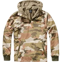 Brandit Luke Windbreaker - Light Woodland, Größe XL - Funktionsjacke mit ansprechenden Lederdetails, Fleecefutter und Rippbündchen für optimalen Komfort. Ideal für Herbst und Winter.
