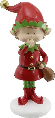 Dekofigur Elf aus Polyresin 10,5 x 5 cm rot
