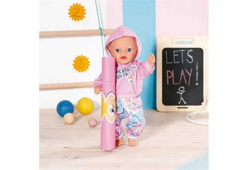 BABY born Kindergarten Sport Outfit mit Pullover, Jogginghose und Gymnastikmatte - modisch und umweltfreundlich für 36 cm Puppen, ideal für kleine Kinderhände