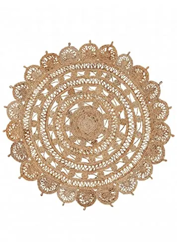 carpetfine Juteteppich Cate Rund Ø 90 cm - Teppich rund aus 100% Jute, handgewebt und ideal für Wohnzimmer, Schlafzimmer und Küche. Strapazierfähig und pflegeleicht, schafft eine gemütliche Atmosphäre.