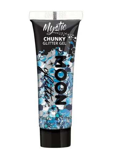 Smiffys Theaterschminke Moon Glitter Mystic Chunky Glitter Gel silber-blau, Leicht anzuwendendes Glitzergel für Körper, Haare und Gesicht