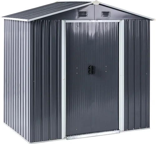 BELIANI Gerätehaus Graphitgrau aus Stahl mit Satteldach von Beliani