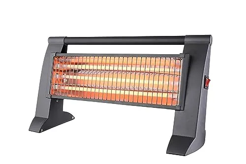 Bastilipo, EQG-1200, Quarz-Heizstrahler mit 3 Leistungsstufen, 400/800/1200 W, Kippschutz, Sicherheitsgitter, Grau