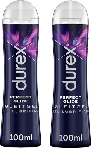 Durex Gleitgel Perfect Glide Doppelpack (2 x 100ml) - Silikonbasiertes Gleitgel für ultra lange Gleitfähigkeit. Ideal für ungestörten Spaß und kompatibel mit Durex Kondomen. Ohne Farb- und Duftstoffe für ein angenehmes Erlebnis.