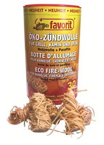Favorit Öko-Zündwolle 30 Stück für Grill, Kamin und Ofen