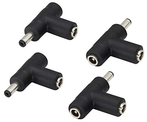 zdyCGTime 90 ° Winkel DC 5,5 * 2,1 mm Weiblich zu Männlich/Weiblich,multifunktionaler DC-Adapter,DC-Stromanschluss DC5,5x2,1mm Laptop CCTV-Kamera Beleuchtungsbuchsenkoppler-Konverter.(4Stk)