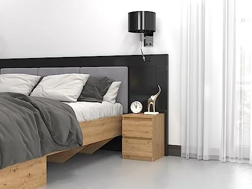Home Collective Nachttisch mit 2 Schubladen - Nachtkonsolen aus robustem Holzwerkstoff, perfekt für Schlafzimmer oder Wohnzimmer. Mit 2 schienengeführten Schubladen für sicheren Stauraum und einem eleganten Design, das in jeden Raum passt.