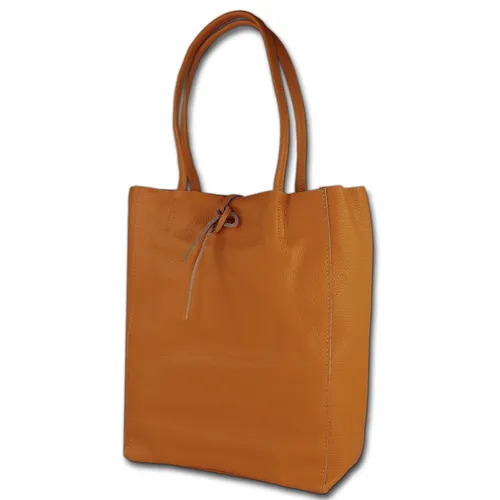 Toscanto Damen Shopper Schultertasche aus Leder - Schultertasche aus hochwertigem italienischem Leder, handgefertigt und stilvoll in braun cognac, ideal für modebewusste Damen.