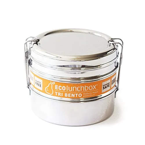 ECOlunchbox Tri Bento, 3-teilige Runddose aus Edelstahl | Bento Box | Lunchbox | Brotdose