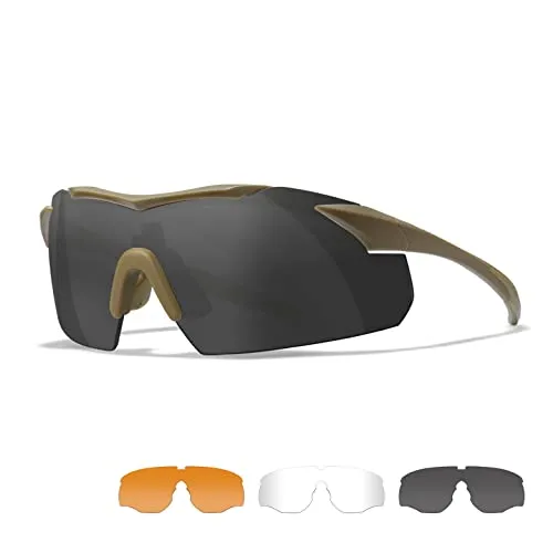 Wiley X WX Vapor Sportsbrille - Sportbrille für Herren mit flexiblem Halbrahmen, 100% UV-Schutz und wechselbaren Gläsern für alle Lichtverhältnisse - ideal für Outdoor-Aktivitäten wie Radfahren, Wandern und Airsoft.