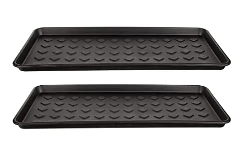 BigDean 2er Set Schuhabtropfschale Schuhablage groß - Abtropfschale für Schuhe - 71,5 x 34,5 x 3 cm - Schuhmatte mit erhöhtem Rand - Schuh-Abtropfschale für Regen, Herbst & Winter - Made in EU