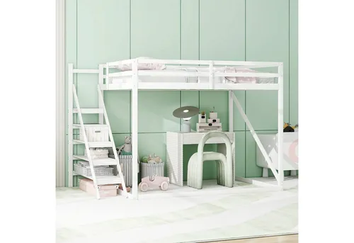 OKWISH Etagenbett Massivholz-Hochbett 140x200 cm mit Leiter (mit Lattenrost geeignet für Kinder, Jugendliche und Erwachsene, 1-St., Ohne Matratze – robuste Basis für jedes Alter), Inkl. Lattenrost, für Kinder, Jugendliche & Erwachsene