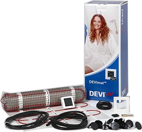 Fußbodenheizung Devi 140F0825 Dünnbettset 1-1050W DTIF 7,0m² - Elektro Fußbodenheizungen, ideal für verwinkelte und große Räume, da kein zweiter Anschluss erforderlich ist. Effiziente Wärmeverteilung mit Abschirmung Typ DTIF.