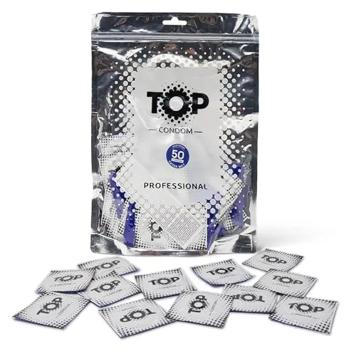 TOP Kondome 50 Stück Packung, Extra Feucht, natürlich und gefühlsecht, aus Latex, mit Reservoir, Durchmesser 53 mm, für Männer