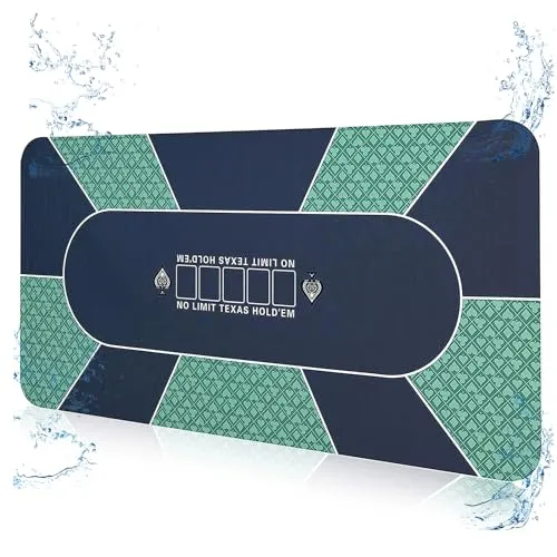 Pokermatte 180 x 90 cm, Professionelle Texas Holdem Poker Matte Pokerteppich Inklusive Tragetasche für bis zu 8 Spieler