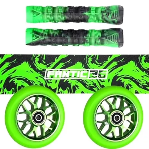 Fantic26 Stunt Scooter Ersatzteile Bundle - Scooterzubehör mit hochwertigen Komponenten: Robuste Griffe, 120mm ABEC-11 Rollen und individuelles Griptape für einen frischen Look und einfache Montage.