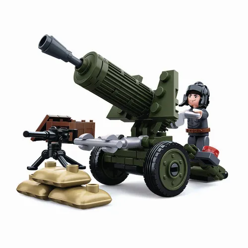 Sluban SL07122, WWII - Mini-Bauset Flak (88 Teile) [M38-B0678A], Spielset, Klemmbausteine, Soldaten mit Spielfigur, Army WWII, 4 Jahre, bunt