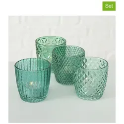 4x Glas Vintage Teelichthalter Windlicht Teelichter Teelichtgläser Kerzenständer