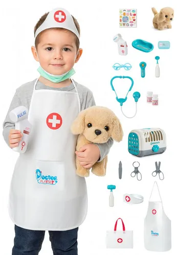 Corimori Kostüm Arzt/Tierarzt Set mit Kostüm, Rollenspiel-Set, Jahre