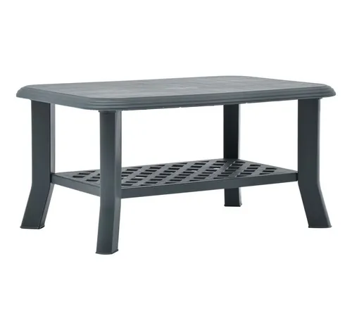 vidaXL Witterungsbeständiger Couchtisch für Outdoor - Konsolentische fürs Wohnzimmer, eleganter und langlebiger Tisch aus wetterbeständigem Kunststoff, ideal für den täglichen Gebrauch im Freien mit praktischer Ablage.