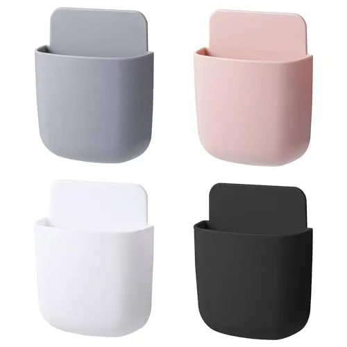 ZBHDEYG 4-teilige Fernbedienungs-Aufbewahrungsbox, wandmontiertes Aufbewahrungsregal, stanzfreies Aufbewahrungsregal, Desktop-Stifthalter, Fernbedienungshalter, wandmontierter Organizer