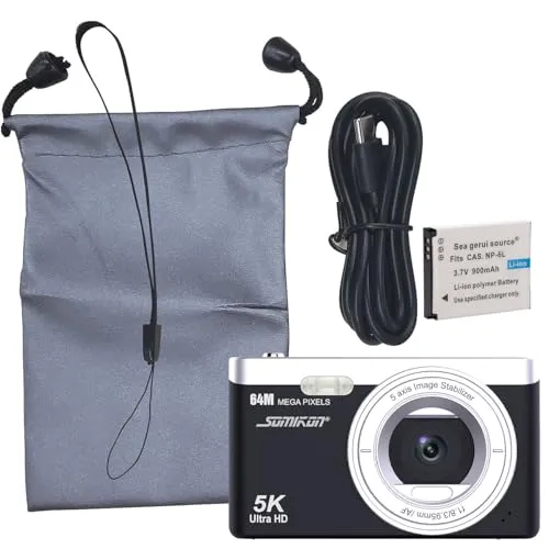 Somikon Digitalkamera: Digitale Kompaktkamera mit 64 MP, 5K, Autofokus, 16-facher Digitalzoom (Fotokamera, Vlogging)