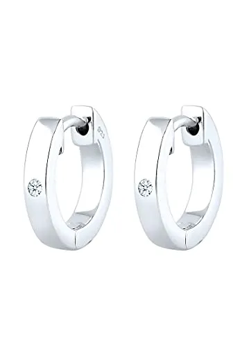 Elli DIAMONDS Paar Creolen mit Diamanten - Elegante Creolen aus 925 Sterling Silber mit 0.03 ct Diamanten, handgefertigt und mit Echtheitszertifikat, ideal für besondere Anlässe.