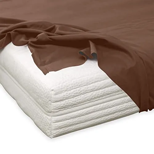 TRAUMSCHLAF Feinbiber Haustuch Bettlaken 220x260 cm Mocca - Spannbetttücher aus 100% Baumwolle, flauschig warm und ideal für den Winter, ohne Spanngummi für einfaches Überziehen, pflegeleicht und langlebig.