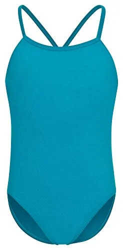 tanzmuster ® Ballettanzug Mädchen Träger - Leonie - aus Baumwolle, Ballettbody Ballett Trikot in petrol, Größe 116/122