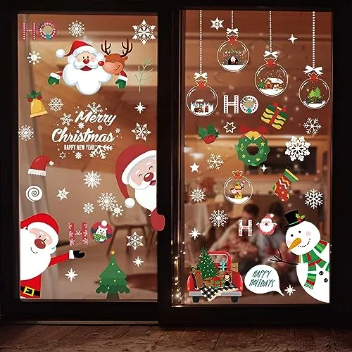 Fensterbild Weihnachten Selbstklebend,Fensterdeko Weihnachten,9 Stück Fensterbilder Weihnachten Selbstklebend,Weihnachts Fensterbilder Selbstklebend,Fenstersticker Weihnachten,Weihnachts Fensterdeko