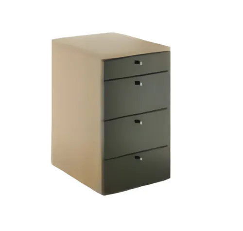 Moderne Kommode Braun Grau für das Arbeitszimmer - Stilvolle Kommode mit 4 Schubfächern, ideal für die Aufbewahrung im Arbeitszimmer. Maße: 42,4 x 70 x 60 cm, aus Holz mit eleganten Edelstahlgriffen. Perfekt für einen modernen Look.