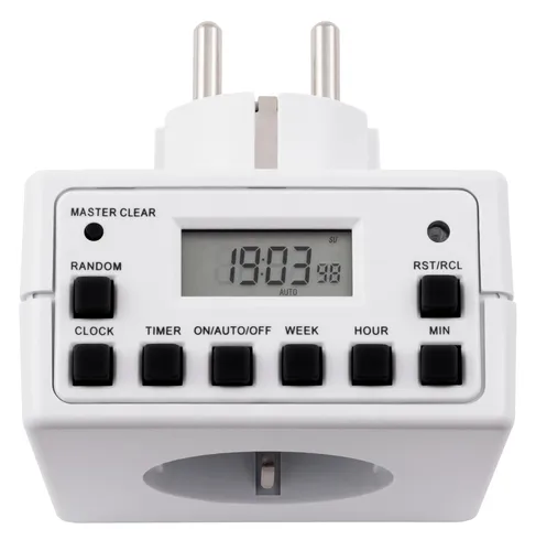 Digitale Zeitschaltuhr AZ-53 - 3600W Zeitschalter-Steckdose mit Zufalls-Funktion - Zeitschaltuhren für Innen, ermöglicht zeitgesteuertes Schalten und bietet eine Zufalls-Funktion für zusätzliche Sicherheit.